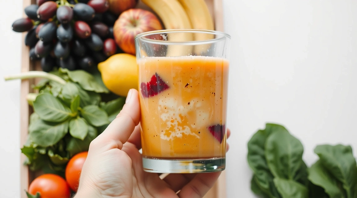A person enjoying a colorful, healthy smoothie, demonstrating a simple way to consume antioxidants.
