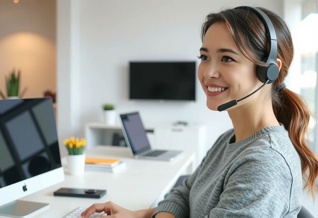 Customer support agent helping a client