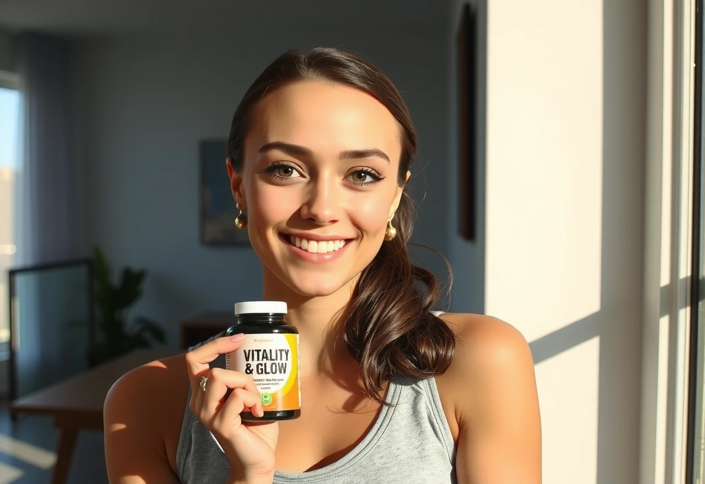 Woman enjoying a healthy lifestyle with Vitality & Glow products